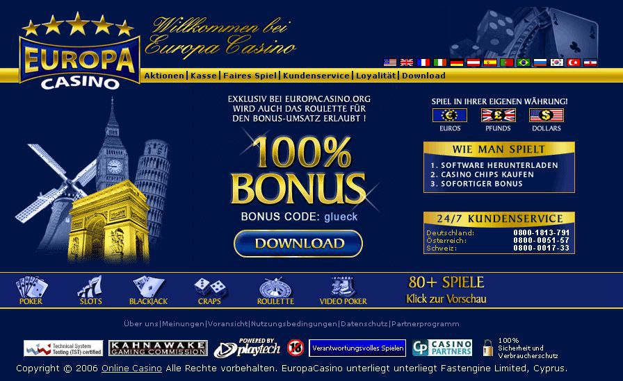 Europa Casino Bonus Codes 2018